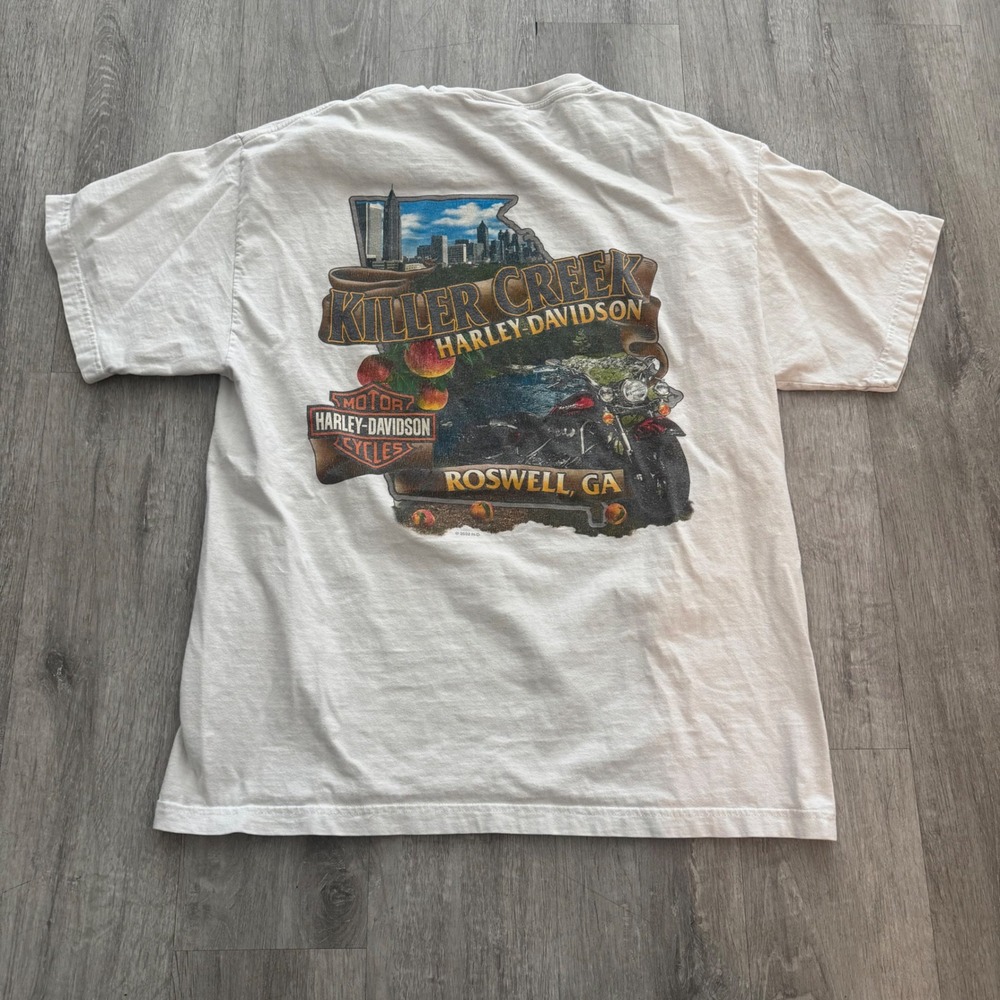 Harley-Davidson Killer Creek Roswell GA Graphic T-Shirt White Mens Large